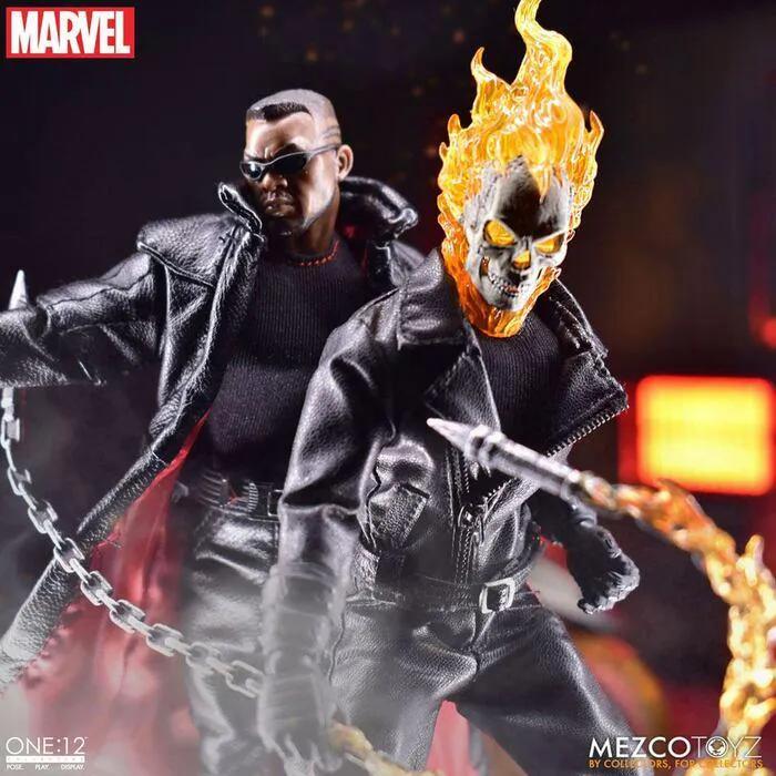 MARVEL - Ghost Rider & Hell Cycle 1/12 Action Figure & Vehicle with Sound & Light Up