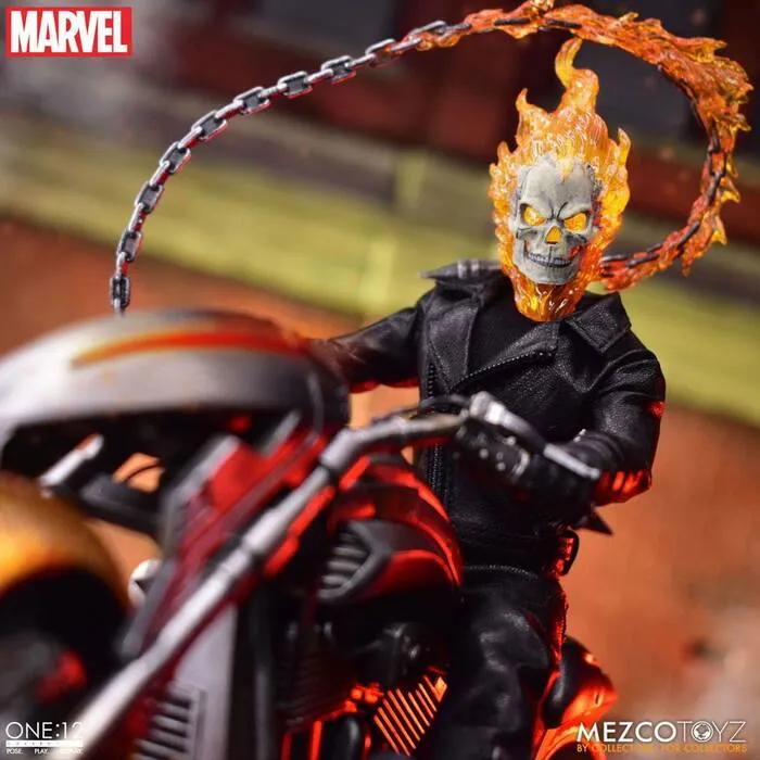 MARVEL - Ghost Rider & Hell Cycle 1/12 Action Figure & Vehicle with Sound & Light Up