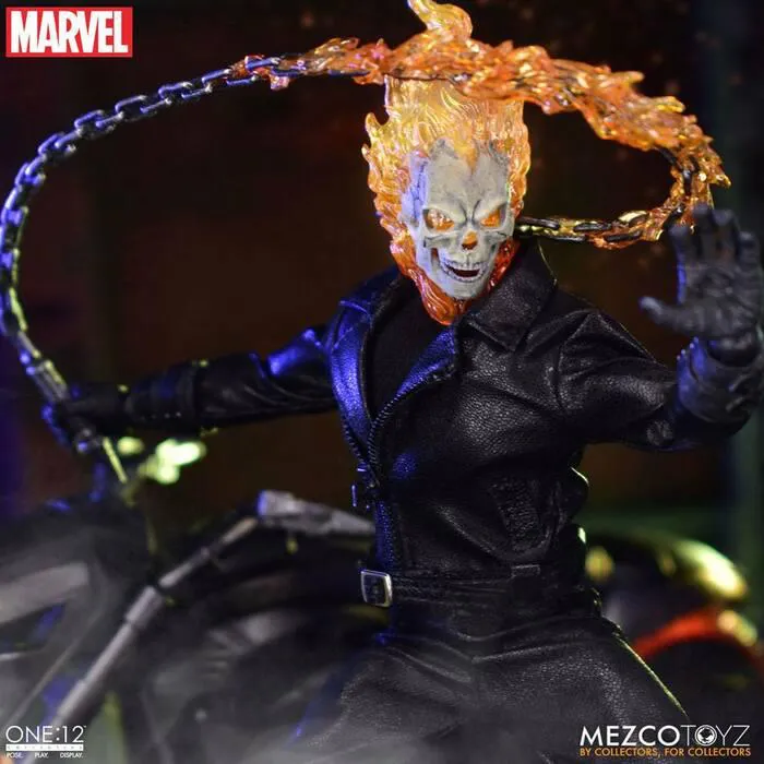 MARVEL - Ghost Rider & Hell Cycle 1/12 Action Figure & Vehicle with Sound & Light Up