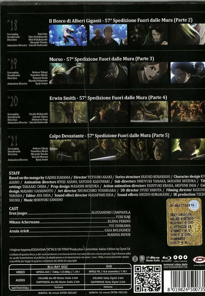 Attacco Dei Giganti Volume 5 Eps 18-21 Limited Edition Blu-ray + DVD