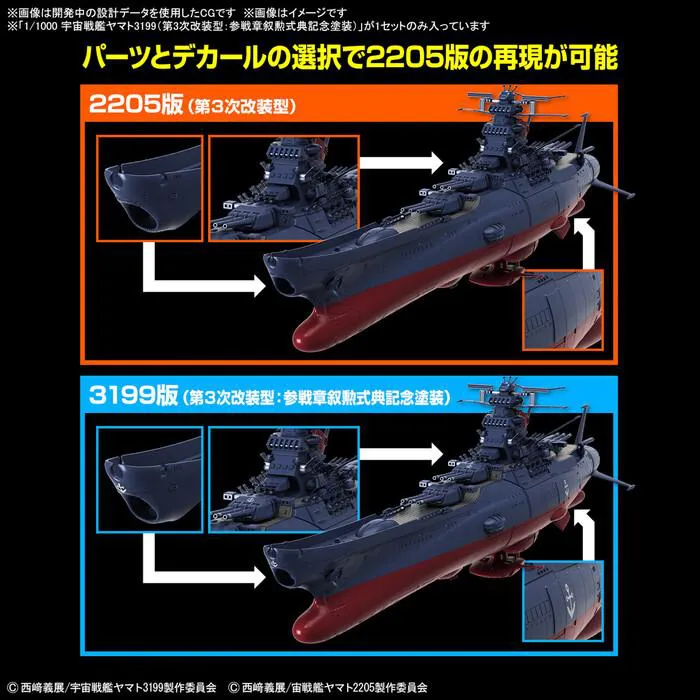 YAMATO STAR BLAZERS REBEL 3199 - 1/1000 3rd Refurbished Ver. Commemorative Paint for Participation Medal Ceremony Model Kit