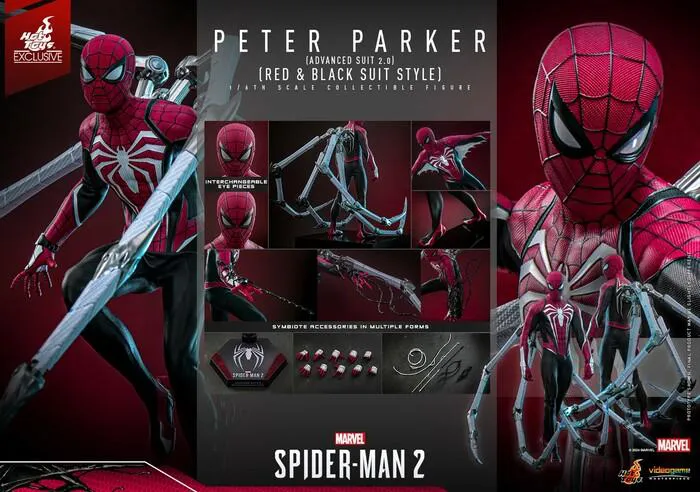 MARVEL - Spider-Man 2 Video Game - Peter Parker Advanced Suit 2.0 Red and Black Suit Style 1/6 Action Figure 12" Exclusive VGM66