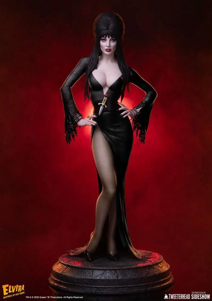ELVIRA - Mistress of the Dark - Elvira Black Glitter Dress 1/4 Maquette Statue